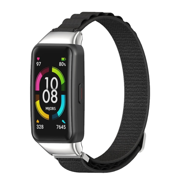 For Huawei Band 6 / Honor Band 6 / 7 MIJOBS Nylon Breathable Watch Band(Black Silver) - Watch Bands by MIJOBS | Online Shopping South Africa | PMC TechLife | Buy Now Pay Later Mobicred