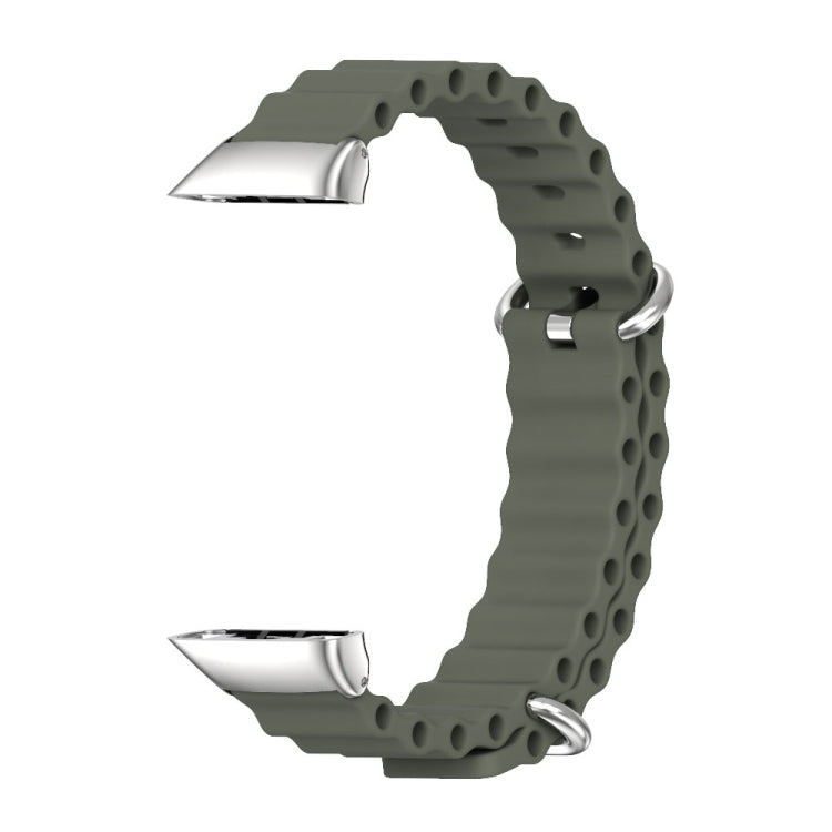 For Huawei Band 7 / 7 NFC MIJOBS CS Marine Silicone Breathable Watch Band(Khaki Green Silver) - Watch Bands by MIJOBS | Online Shopping South Africa | PMC TechLife | Buy Now Pay Later Mobicred