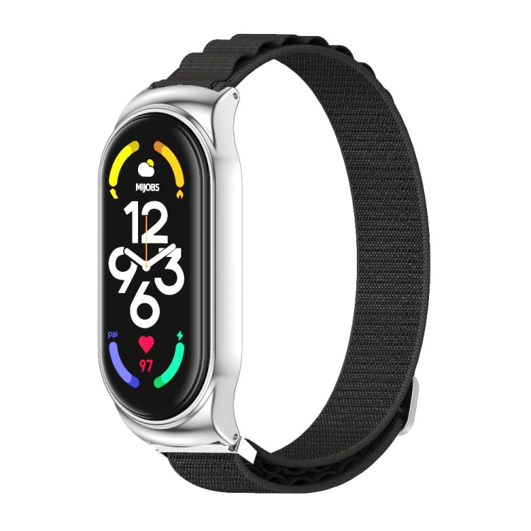 For Xiaomi Mi Band 7 / 7 NFC MIJOBS CS Nylon Breathable Watch Band(Black Silver) - Watch Bands by MIJOBS | Online Shopping South Africa | PMC TechLife | Buy Now Pay Later Mobicred