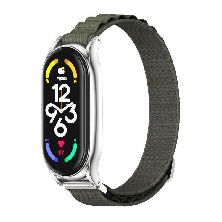 For Xiaomi Mi Band 6 / 5 / 4 / 3 MIJOBS PLUS Nylon Breathable Watch Band(Army Green Silver) - Watch Bands by MIJOBS | Online Shopping South Africa | PMC TechLife | Buy Now Pay Later Mobicred