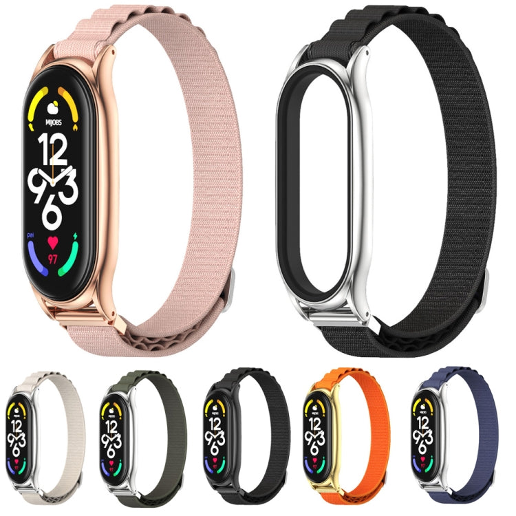 For Xiaomi Mi Band 6 / 5 / 4 / 3 MIJOBS PLUS Nylon Breathable Watch Band(Army Green Silver) - Watch Bands by MIJOBS | Online Shopping South Africa | PMC TechLife | Buy Now Pay Later Mobicred