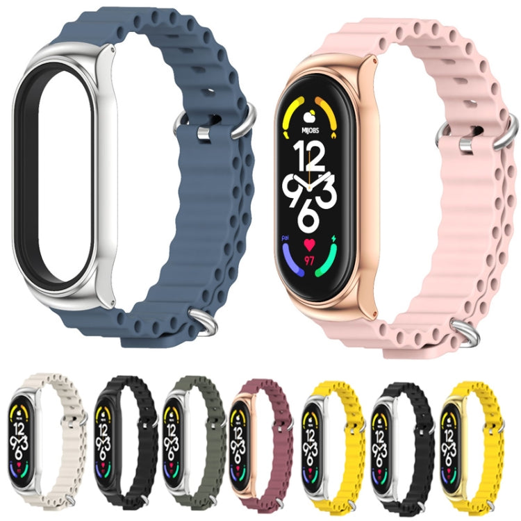 For Xiaomi Mi Band 7 / 7 NFC MIJOBS CS Marine Silicone Breathable Watch Band(Khaki Green Silver) - Watch Bands by MIJOBS | Online Shopping South Africa | PMC TechLife | Buy Now Pay Later Mobicred