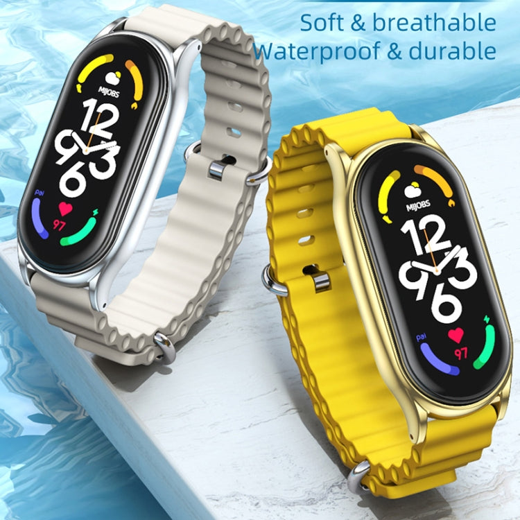 For Xiaomi Mi Band 6 / 5 / 4 / 3 MIJOBS PLUS Marine Silicone Breathable Watch Band(Grey Silver) - free shipping - PMC TechLife - Order now!