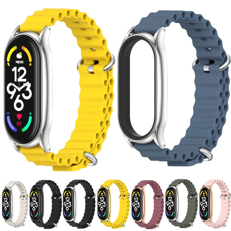 For Xiaomi Mi Band 7 / 7 NFC MIJOBS PLUS Marine Silicone Breathable Watch Band(Yellow Silver) - Watch Bands by MIJOBS | Online Shopping South Africa | PMC TechLife | Buy Now Pay Later Mobicred