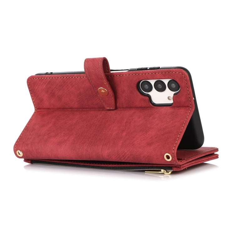 For Samsung Galaxy A13 4G / 5G / A04 / A04s Dream 9-Card Wallet Zipper Bag Leather Phone Case(Red) - free shipping - PMC TechLife - Order now!
