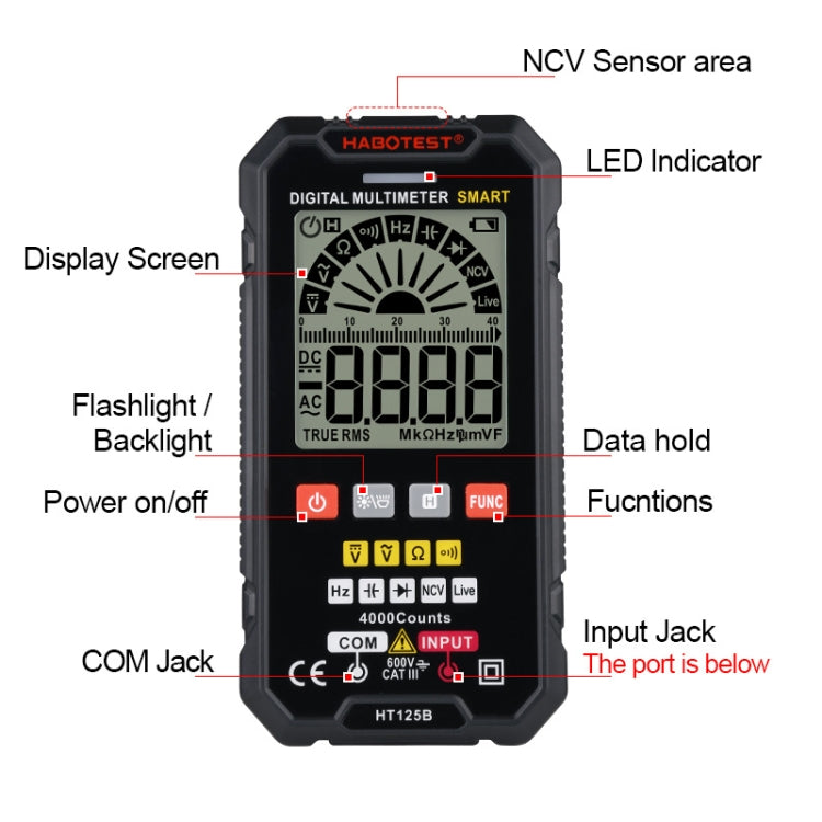 HABOTEST HT125B Digital High Precision Mini Universal Meter - free shipping - PMC TechLife - Order now!