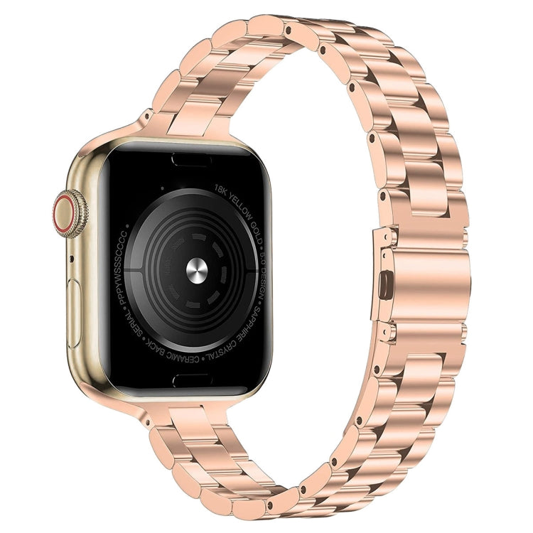Small Waist Stainless Steel Watch Band For Apple Watch Ultra 49mm&Watch Ultra 2 49mm / Series 9&8&7 45mm / SE 3&SE 2&6&SE&5&4 44mm / 3&2&1 42mm(Rose Gold) - free shipping - PMC TechLife - Order now!