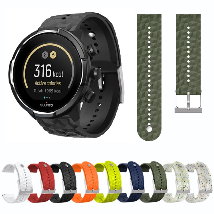 For Suunto 9 Rhombus Texture Silicone Watch Band(Green Yellow White) - free shipping - PMC TechLife - Order now!