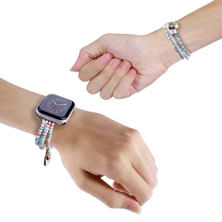 3-row Beads Watch Band For Apple Watch Ultra 49mm&Watch Ultra 2 49mm / Series 9&8&7 45mm / SE 3&SE 2&6&SE&5&4 44mm / 3&2&1 42mm(Pink) - free shipping - PMC TechLife - Order now!