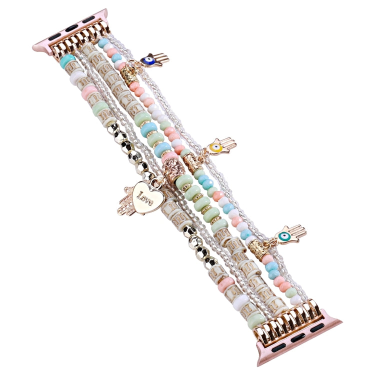 Forest Style Beads Watch Band For Apple Watch Ultra 49mm&Watch Ultra 2 49mm / Series 9&8&7 45mm / SE 3&SE 2&6&SE&5&4 44mm / 3&2&1 42mm(Pink) - free shipping - PMC TechLife - Order now!