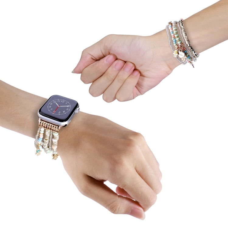 Forest Style Beads Watch Band For Apple Watch Ultra 49mm&Watch Ultra 2 49mm / Series 9&8&7 45mm / SE 3&SE 2&6&SE&5&4 44mm / 3&2&1 42mm(Pink) - free shipping - PMC TechLife - Order now!