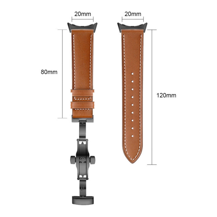 For Google Pixel Watch Butterfly Buckle Genuine Leather Watch Band(Silver White) - free shipping - PMC TechLife - Order now!