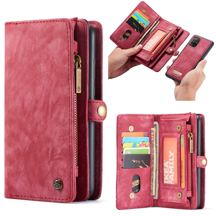 For Galaxy A71 CaseMe Detachable Multifunctional Horizontal Flip Leather Case, with Card Slot & Holder & Zipper Wallet & Photo Frame(Red) - Galaxy Phone Cases by CaseMe | Online Shopping South Africa | PMC TechLife | Buy Now Pay Later Mobicred