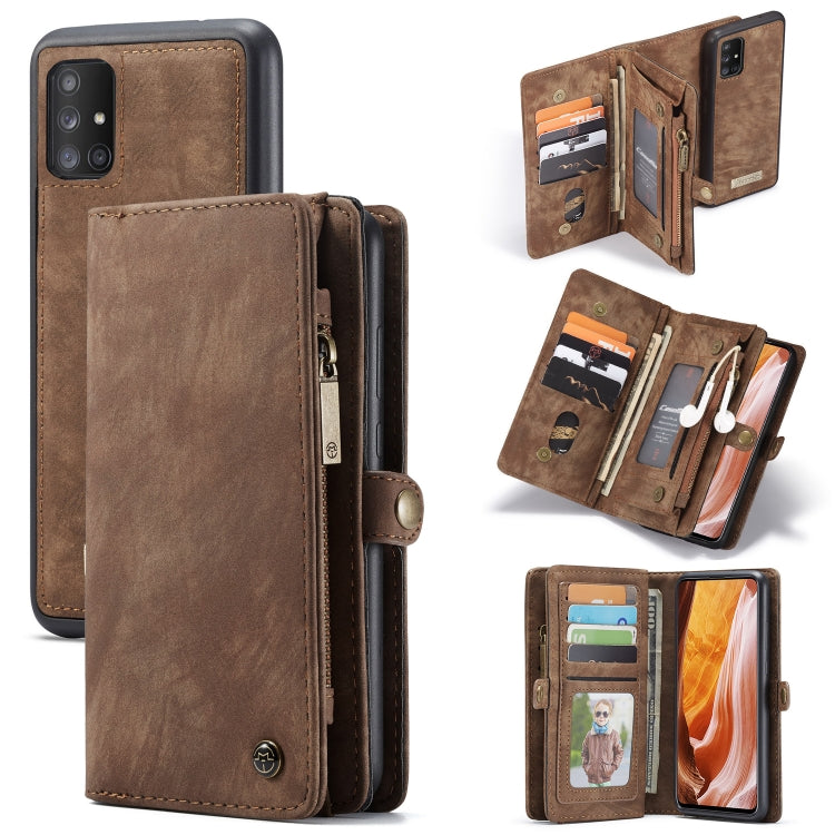 For Galaxy A71 CaseMe Detachable Multifunctional Horizontal Flip Leather Case, with Card Slot & Holder & Zipper Wallet & Photo Frame(Brown) - Galaxy Phone Cases by CaseMe | Online Shopping South Africa | PMC TechLife | Buy Now Pay Later Mobicred
