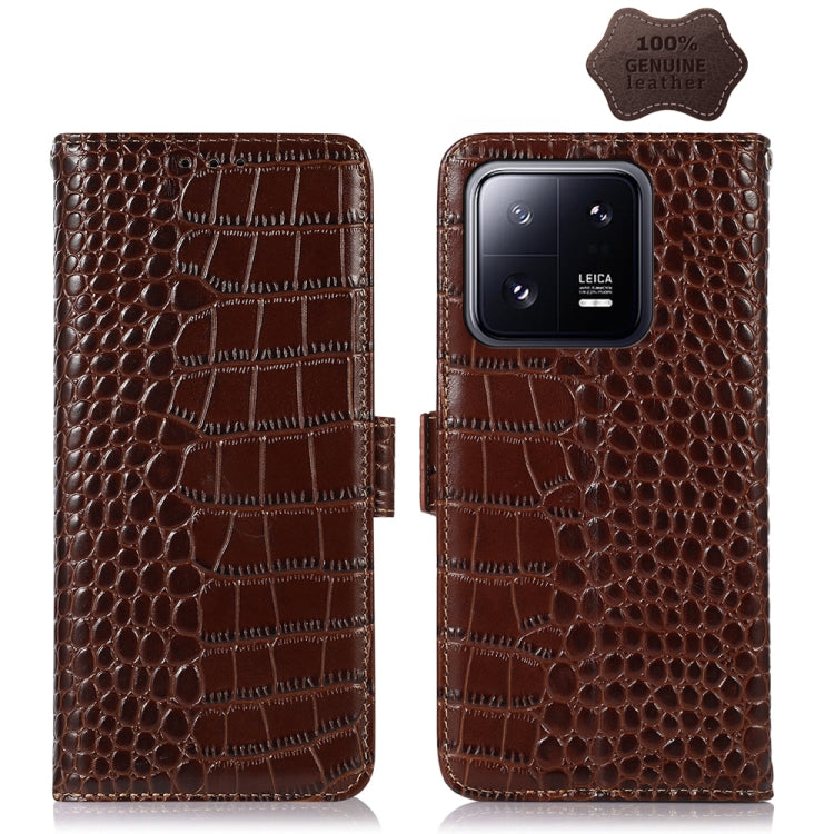 For Xiaomi 13 Pro Crocodile Top Layer Cowhide Leather Phone Case(Brown) - 13 Pro Cases by PMC TechLife | Online Shopping South Africa | PMC TechLife
