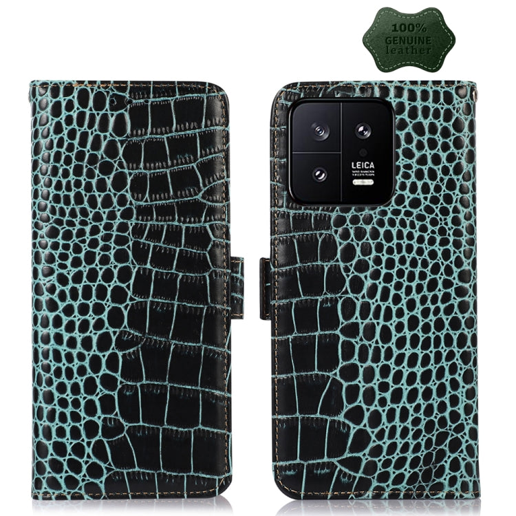 For Xiaomi 13 Crocodile Top Layer Cowhide Leather Phone Case(Green) - 13 Cases by PMC TechLife | Online Shopping South Africa | PMC TechLife