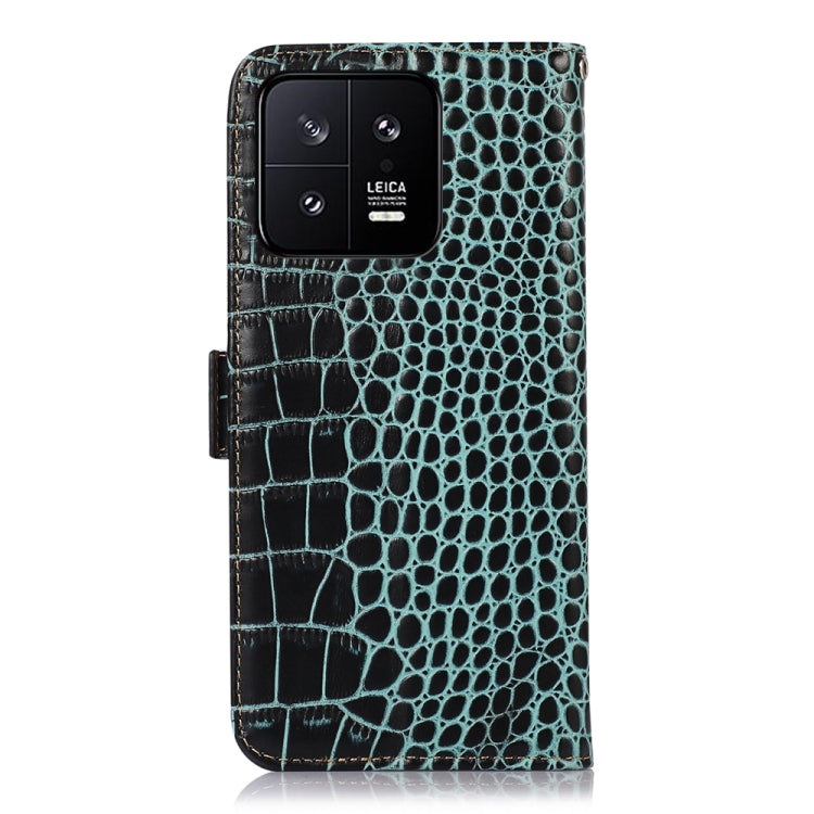 For Xiaomi 13 Crocodile Top Layer Cowhide Leather Phone Case(Green) - 13 Cases by PMC TechLife | Online Shopping South Africa | PMC TechLife