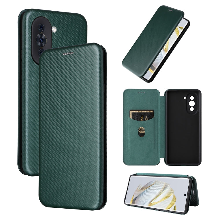 For Huawei nova 10 Carbon Fiber Texture Flip Leather Phone Case(Green) - free shipping - PMC TechLife - Order now!