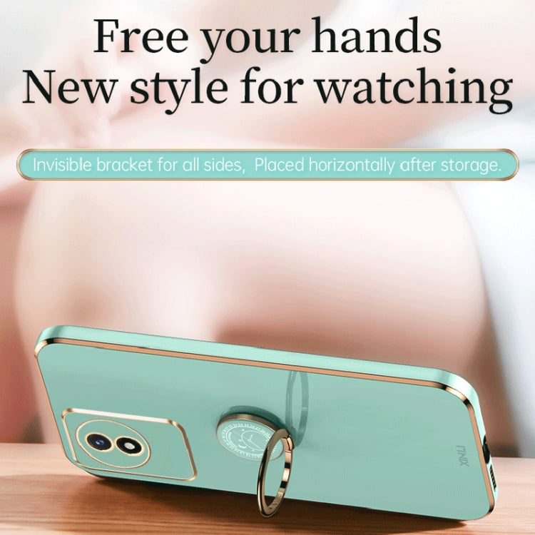 For vivo Y02 4G XINLI Straight Edge 6D Electroplate TPU Phone Case with Ring Holder(Cherry Purple) - free shipping - PMC TechLife - Order now!