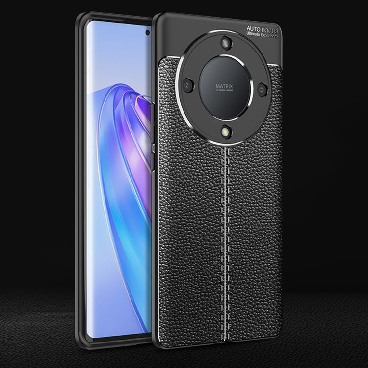 For Honor X9a Litchi Texture Shockproof TPU Phone Case(Black) - Honor Cases by PMC TechLife | Online Shopping South Africa | PMC TechLife | Buy Now Pay Later Mobicred