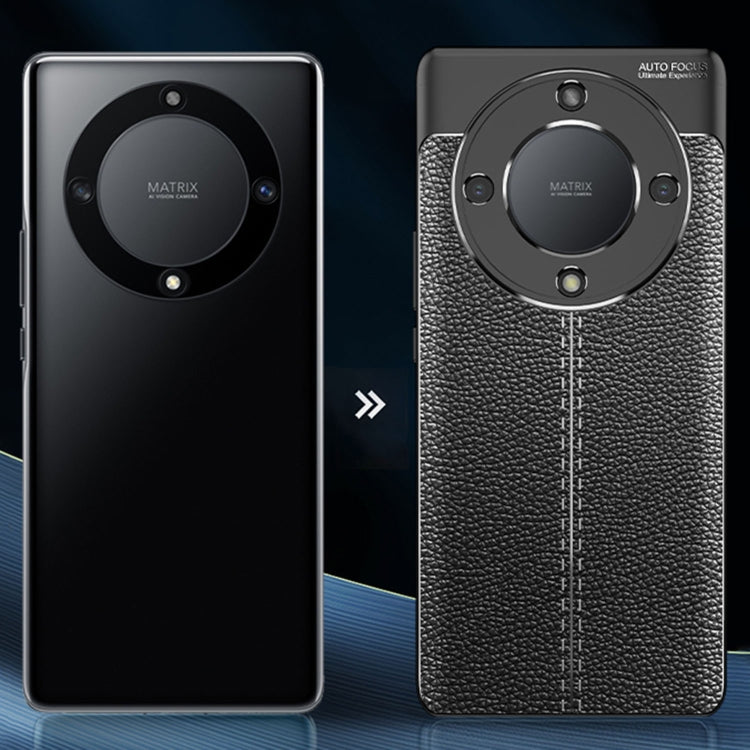 For Honor X9a Litchi Texture Shockproof TPU Phone Case(Black) - Honor Cases by PMC TechLife | Online Shopping South Africa | PMC TechLife | Buy Now Pay Later Mobicred