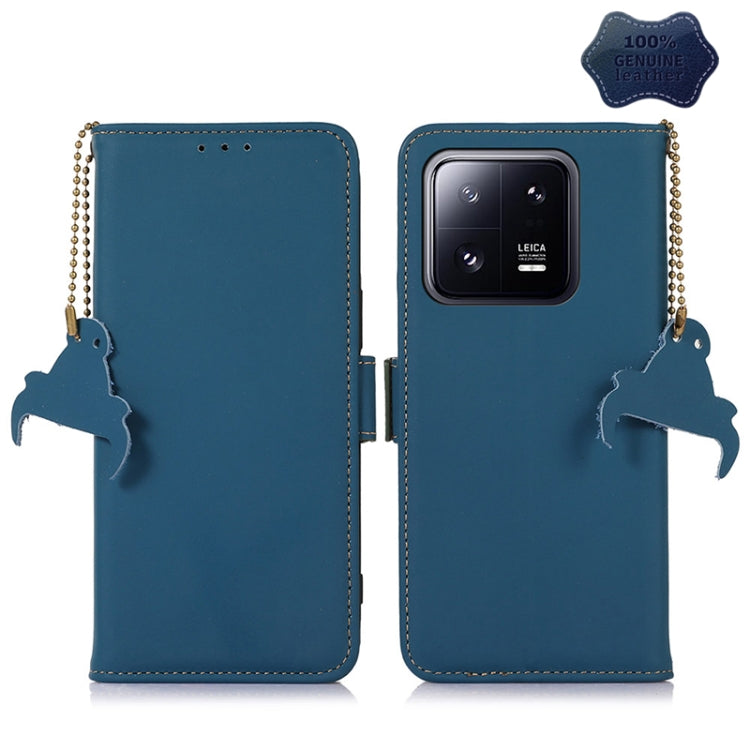 For Xiaomi 13 Genuine Leather Magnetic RFID Leather Phone Case(Blue) - 13 Cases by PMC TechLife | Online Shopping South Africa | PMC TechLife