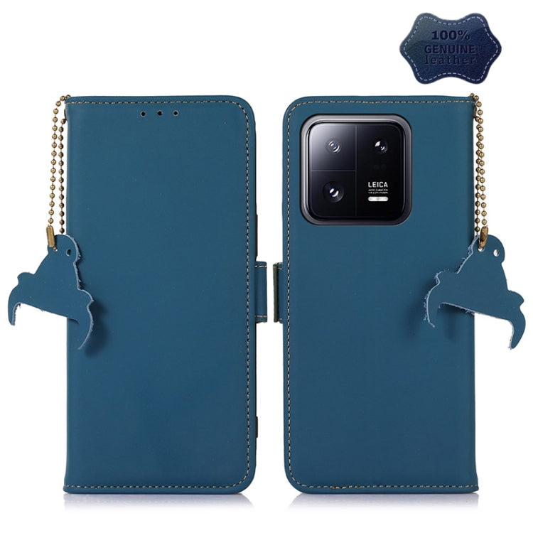 For Xiaomi 13 Pro Genuine Leather Magnetic RFID Leather Phone Case(Blue) - 13 Pro Cases by PMC TechLife | Online Shopping South Africa | PMC TechLife