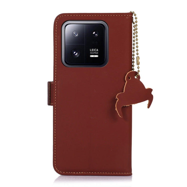 For Xiaomi 13 Pro Genuine Leather Magnetic RFID Leather Phone Case(Coffee) - 13 Pro Cases by PMC TechLife | Online Shopping South Africa | PMC TechLife