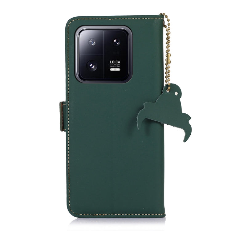 For Xiaomi 13 Pro Genuine Leather Magnetic RFID Leather Phone Case(Green) - 13 Pro Cases by PMC TechLife | Online Shopping South Africa | PMC TechLife