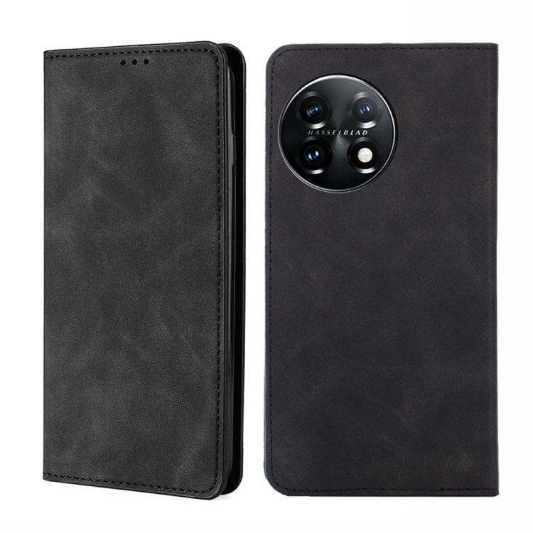 For OnePlus 11 Skin Feel Magnetic Horizontal Flip Leather Phone Case(Black) - free shipping - PMC TechLife - Order now!