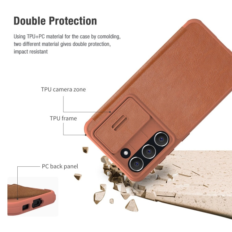 For Samsung Galaxy S23+ 5G NILLKIN QIN Series Pro Sliding Camera Cover Design Leather Phone Case(Red) - free shipping - PMC TechLife - Order now!