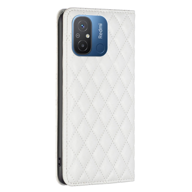 For Xiaomi Redmi 12C Diamond Lattice Magnetic Leather Flip Phone Case(White) - free shipping - PMC TechLife - Order now!