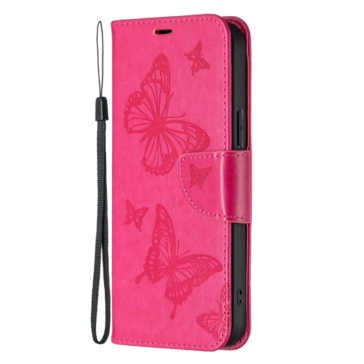 For Xiaomi Redmi 12C Embossing Two Butterflies Pattern Leather Phone Case(Rose Red) - free shipping - PMC TechLife - Order now!