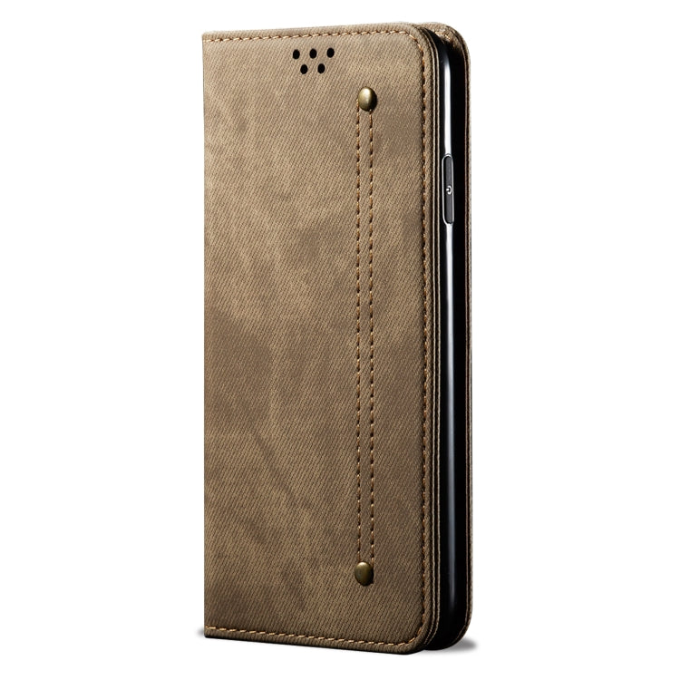 For OnePlus 11R Denim Texture Flip Leather Phone Case(Khaki) - free shipping - PMC TechLife - Order now!