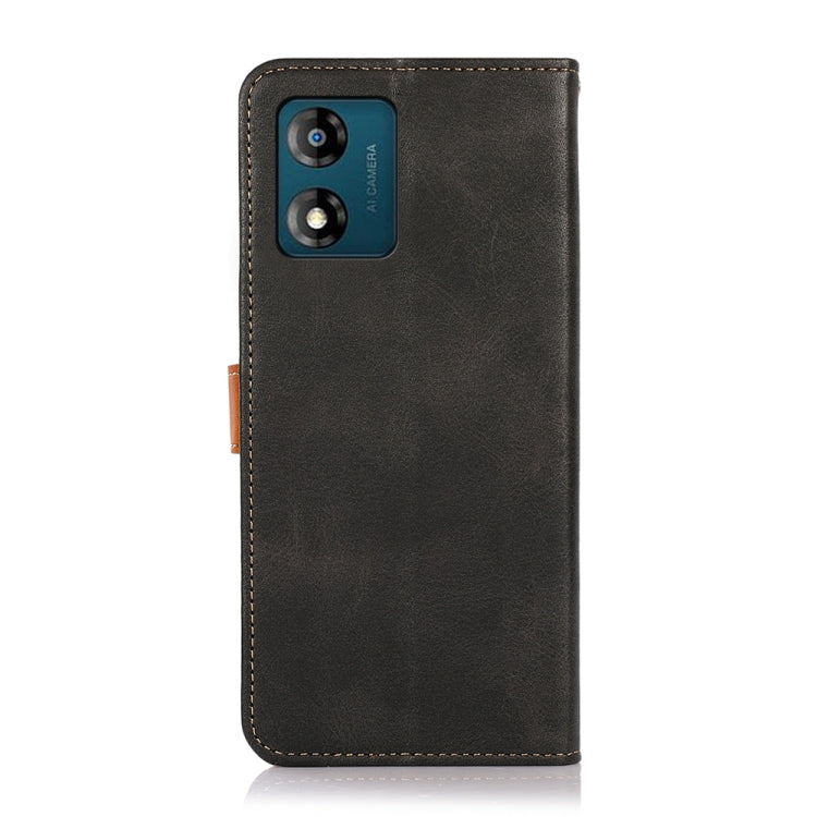 For Motorola Moto E13 4G KHAZNEH Dual-color Cowhide Texture Flip Leather Phone Case(Black) - free shipping - PMC TechLife - Order now!