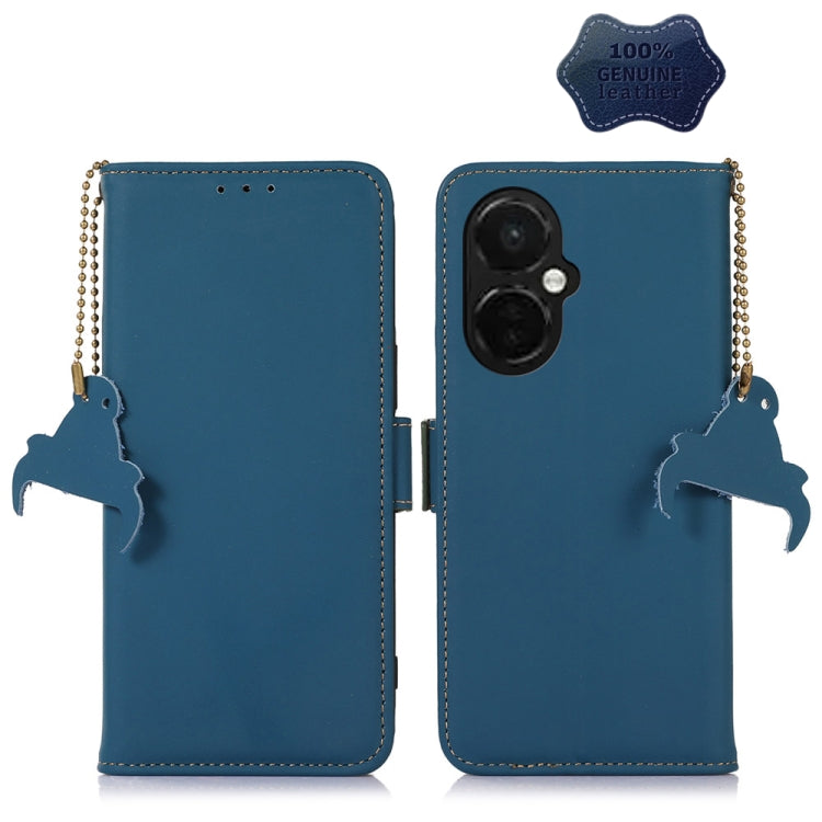 For OnePlus Nord CE 3 Lite Genuine Leather Magnetic RFID Leather Phone Case(Blue) - free shipping - PMC TechLife - Order now!