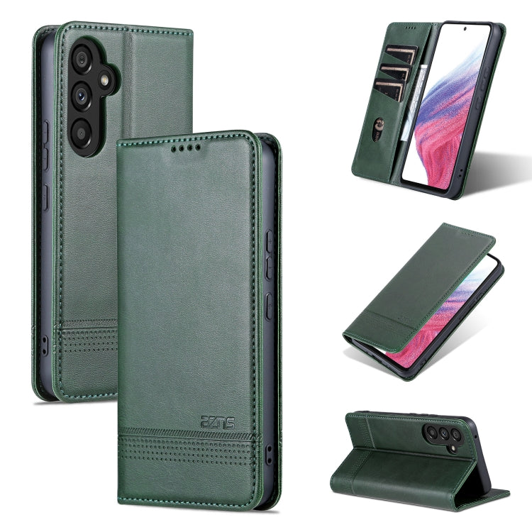 For Samsung Galaxy A34 5G AZNS Magnetic Calf Texture Flip Leather Phone Case(Dark Green) - free shipping - PMC TechLife - Order now!