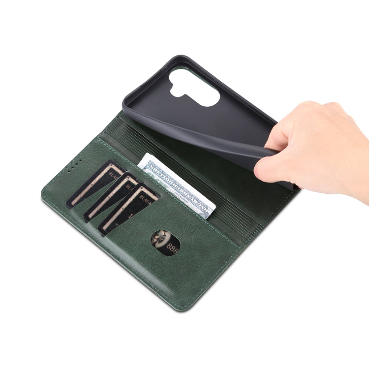 For Samsung Galaxy A34 5G AZNS Magnetic Calf Texture Flip Leather Phone Case(Dark Green) - free shipping - PMC TechLife - Order now!