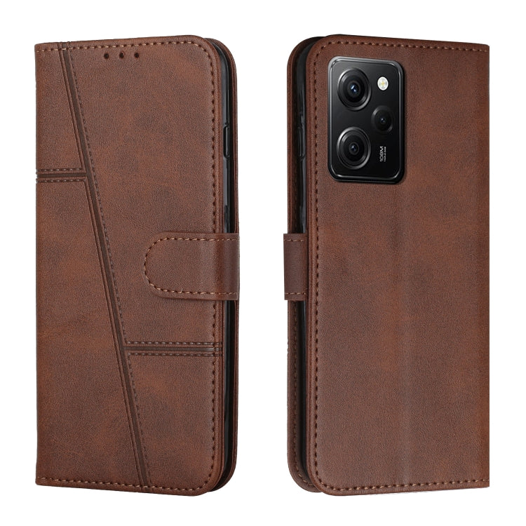 For Xiaomi Redmi Note 12 Pro Speed / Poco X5 Pro 5G Stitching Calf Texture Buckle Leather Phone Case(Brown) - free shipping - PMC TechLife - Order now!