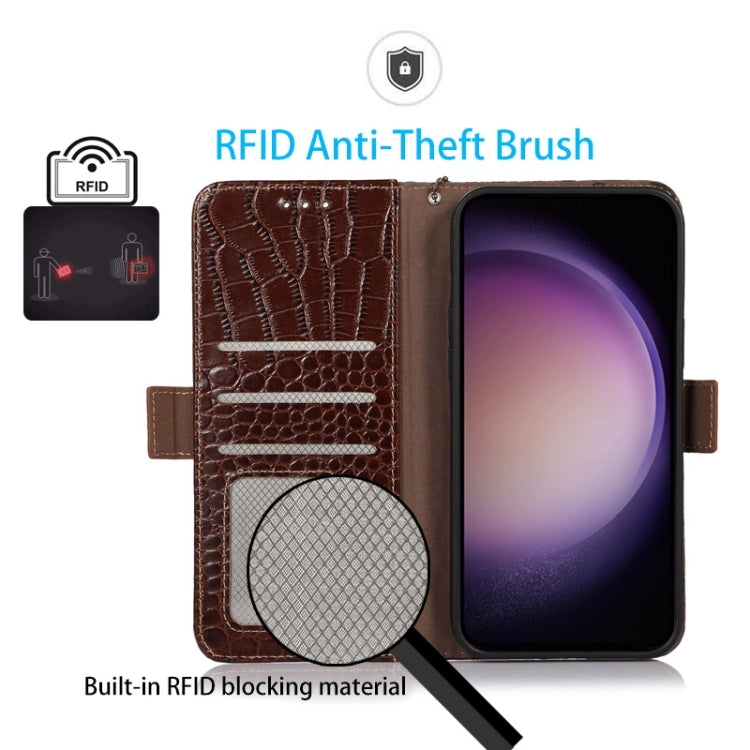 For OnePlus Nord CE 3 Lite Crocodile Top Layer Cowhide RFID Leather Phone Case(Brown) - free shipping - PMC TechLife - Order now!