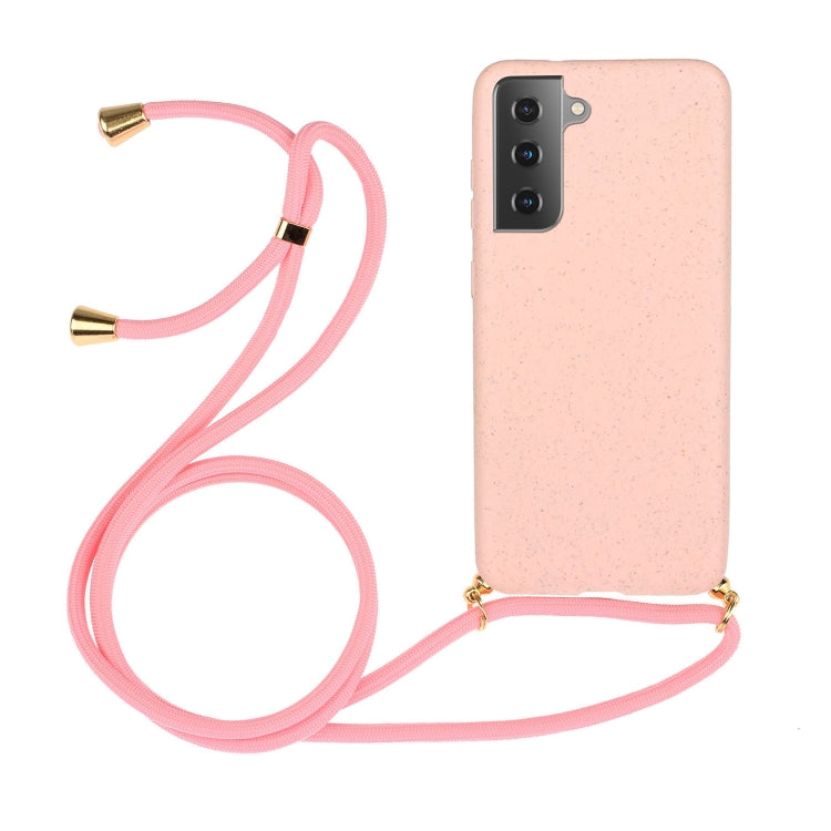 For Samsung Galaxy A34 5G Wheat Straw Material + TPU Phone Case with Lanyard(Pink) - free shipping - PMC TechLife - Order now!