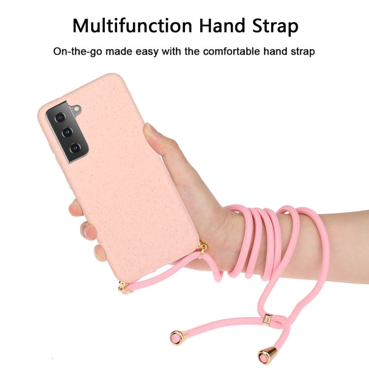 For Samsung Galaxy A34 5G Wheat Straw Material + TPU Phone Case with Lanyard(Pink) - free shipping - PMC TechLife - Order now!