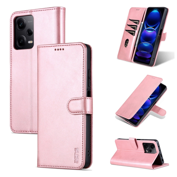 For Xiaomi Redmi Note 12 5G Global / China / Poco X5 AZNS Skin Feel Calf Texture Flip Leather Phone Case(Rose Gold) - free shipping - PMC TechLife - Order now!