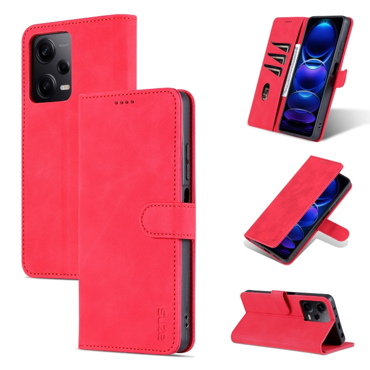 For Xiaomi Redmi Note 12 Pro 5G Global / China / Note 12 Pro 5G Speed / Poco X5 Pro AZNS Skin Feel Calf Texture Flip Leather Phone Case(Red) - free shipping - PMC TechLife - Order now!