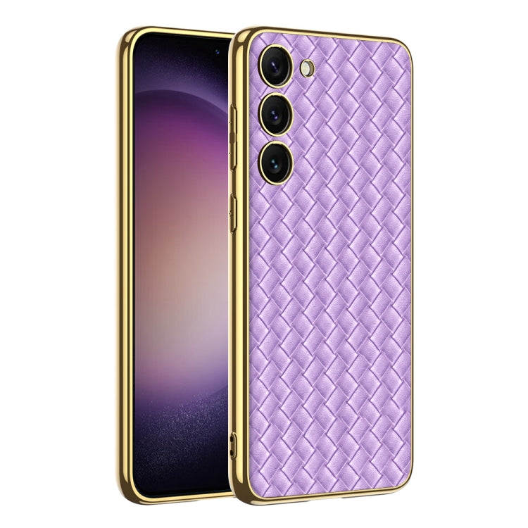 For Samsung Galaxy S23+ 5G GKK Weave Texture Electroplating PU Protective Phone Case(Purple) - Galaxy S23+ 5G Cases by GKK | Online Shopping South Africa | PMC TechLife