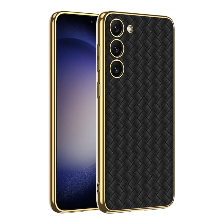 For Samsung Galaxy S23+ 5G GKK Weave Texture Electroplating PU Protective Phone Case(Black) - Galaxy S23+ 5G Cases by GKK | Online Shopping South Africa | PMC TechLife