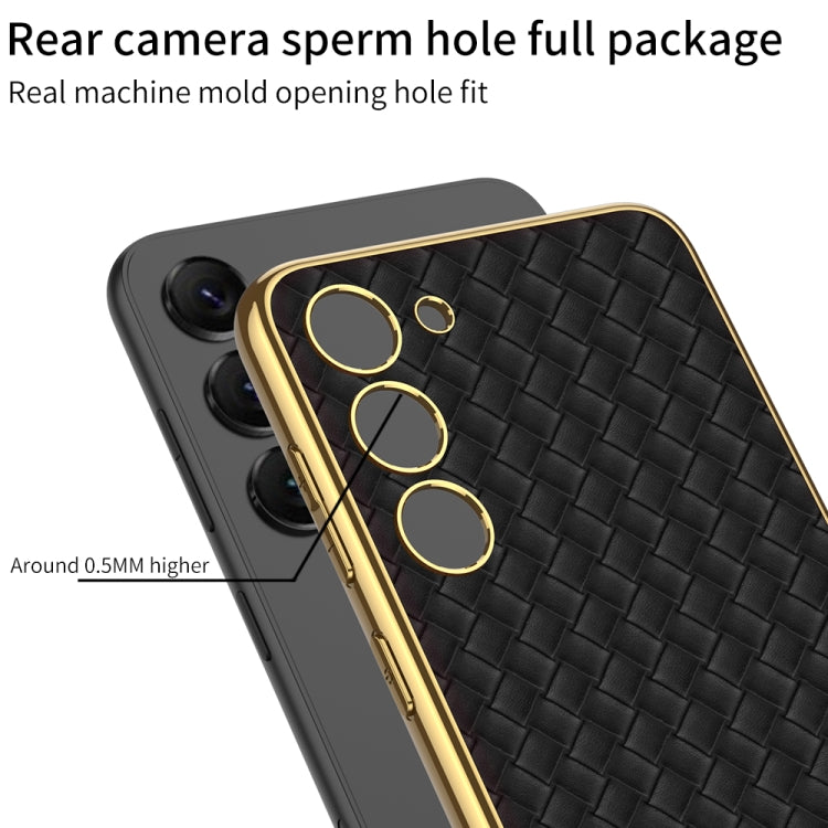 For Samsung Galaxy S23+ 5G GKK Weave Texture Electroplating PU Protective Phone Case(White) - Galaxy S23+ 5G Cases by GKK | Online Shopping South Africa | PMC TechLife | Buy Now Pay Later Mobicred