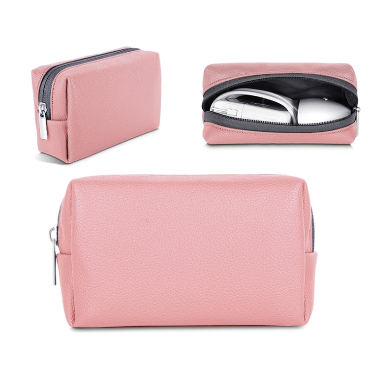 Leather Power Pack Charger Data Cable Mouse Digital Storage Bag(Rose Gold) - Digital Storage Bag by PMC TechLife | Online Shopping South Africa | PMC TechLife