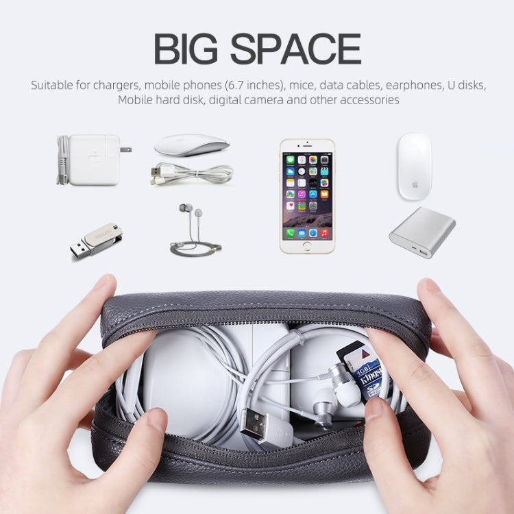 Leather Power Pack Charger Data Cable Mouse Digital Storage Bag(Rose Gold) - Digital Storage Bag by PMC TechLife | Online Shopping South Africa | PMC TechLife