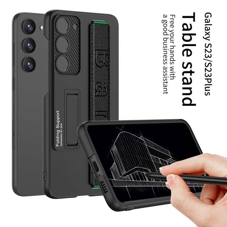 For Samsung Galaxy S23 5G GKK Ultra-thin Wristband Shockproof Phone Case with Holder(Carbon Fibre) - Galaxy S23 5G Cases by GKK | Online Shopping South Africa | PMC TechLife